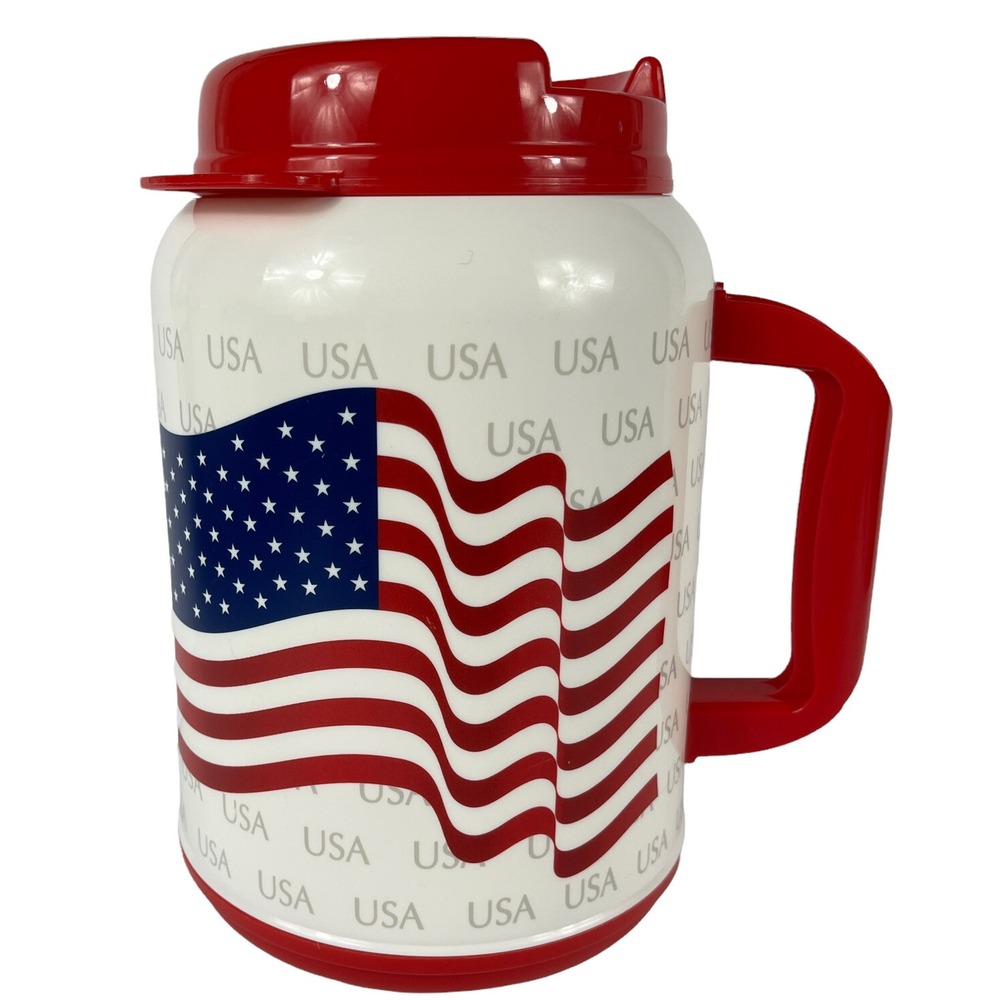 Whirley MM-64 USA American Flag 64 oz insulated Thermos Jug Large Red White Blue